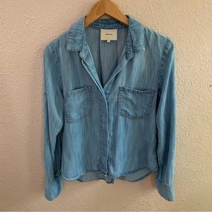 Anthropologie Elevenses Chambray Button Down top